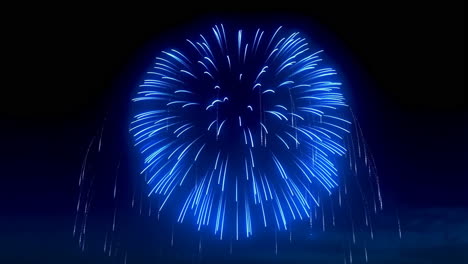 blue fireworks display at night