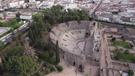 famous roman theatre with city backdrop