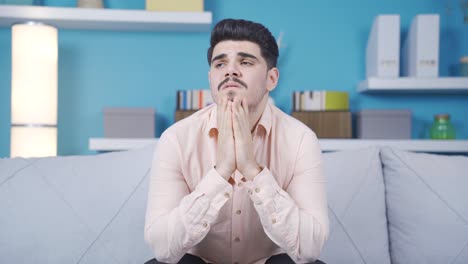 confused thoughtful young man feeling overwhelmed.