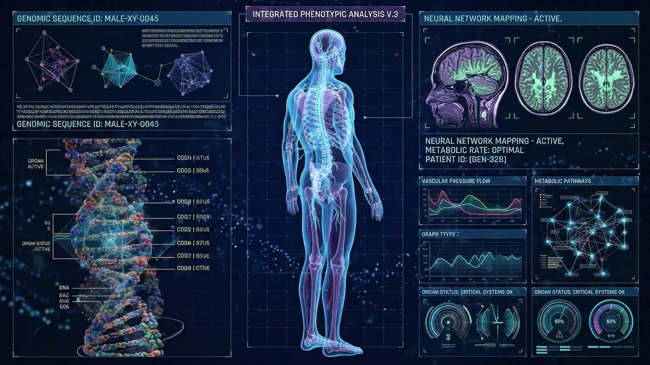 Digital Human Anatomy and DNA Helix Medical Interface