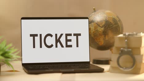 ticket displayed in legal laptop screen