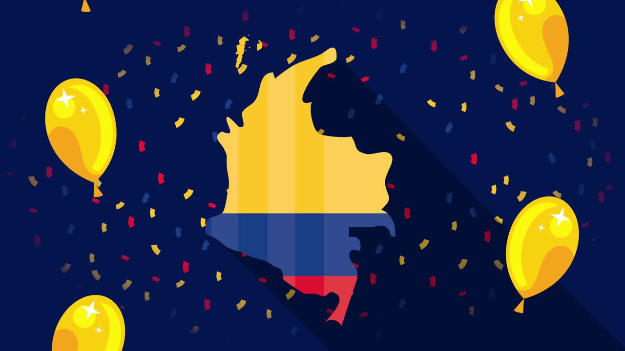 colombian celebration animation with map