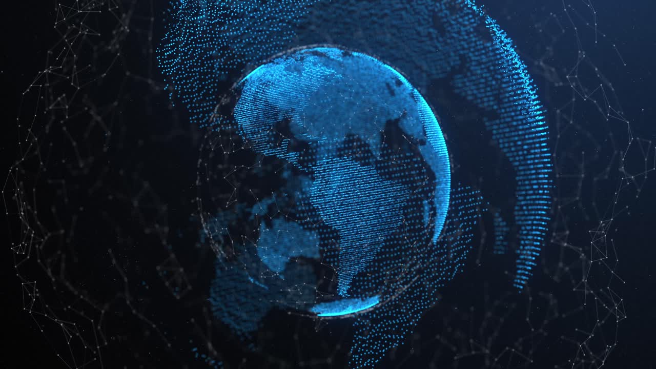 Network of connections over globe against blue background