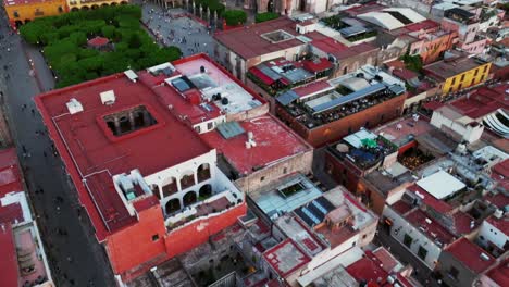 flying towards parroquia de san miguel arcángel, catholic church in san miguel de allende, mexico - drone shot