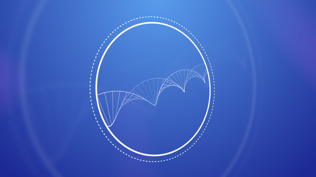 파란색 배경에 원을 형성하는 3dna 구조