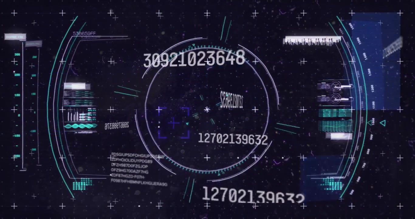 Vid uppstart roterar och pulserar en central HUD, med numeriska strängar som lossnar och svävar för att visa data.