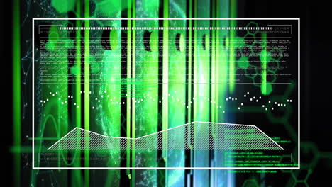 animación del procesamiento de datos en el fondo de los servidores informáticos