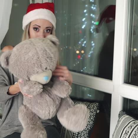 woman with teddy bear