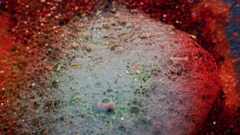 colorful soap bubbles with glitter
