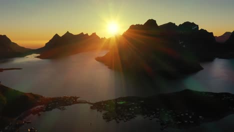 evening sunset lofoten islands norway. reine lofoten is an archipelago in the county of nordland, norway.