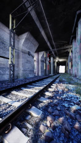 abandoned train tracks under an overpass