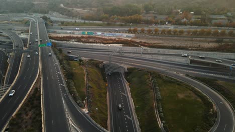 aerial view of a highway intersection in santiago city of chile