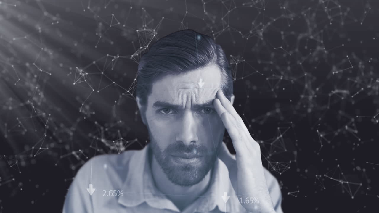 сеть связей против человека, держащего голову