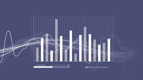 animación de las estadísticas y el procesamiento de datos sobre un fondo púrpura