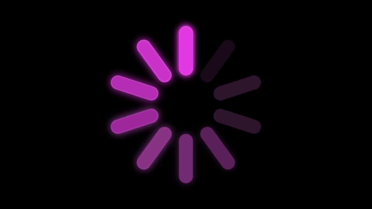 Animation purple loading circle isolate on black background.