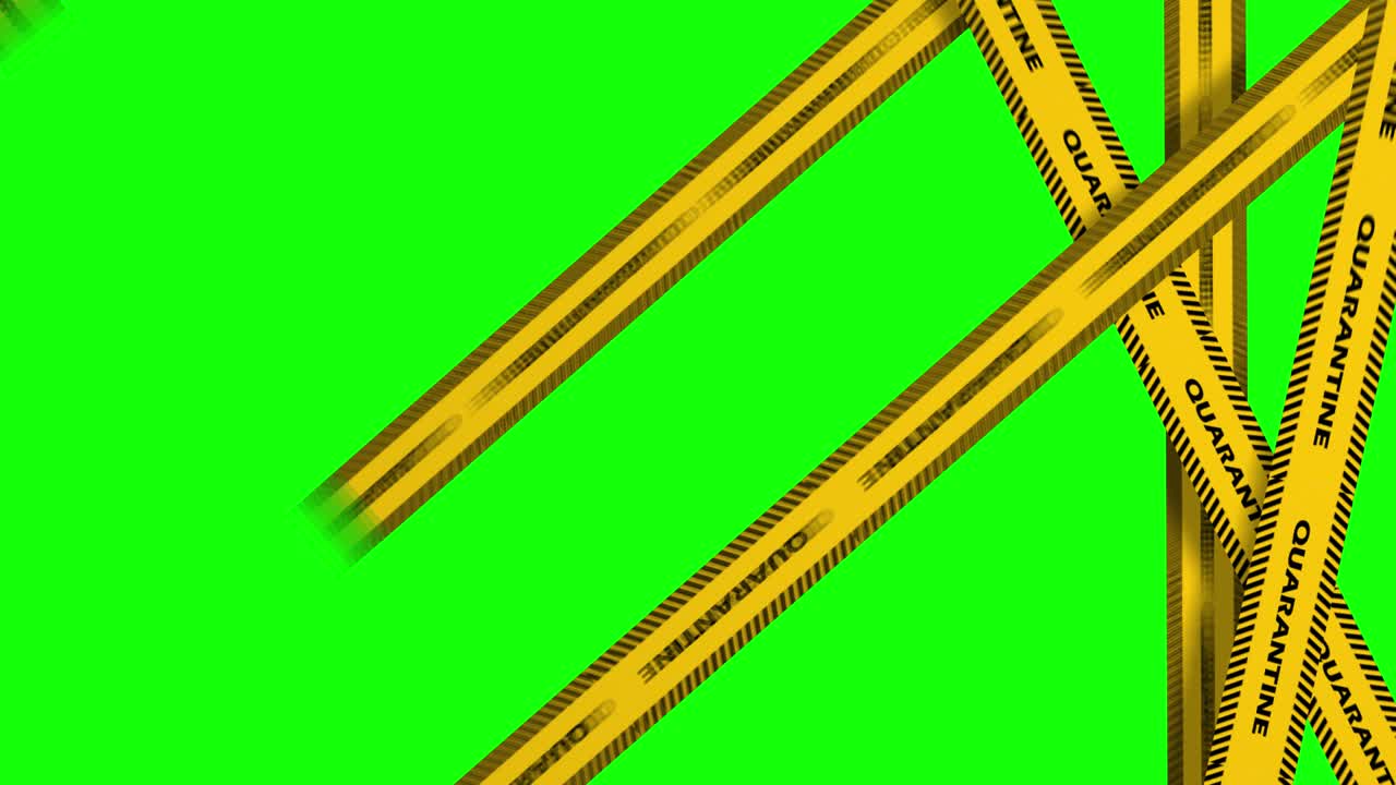 Yellow Quarantine Tape on Green Background