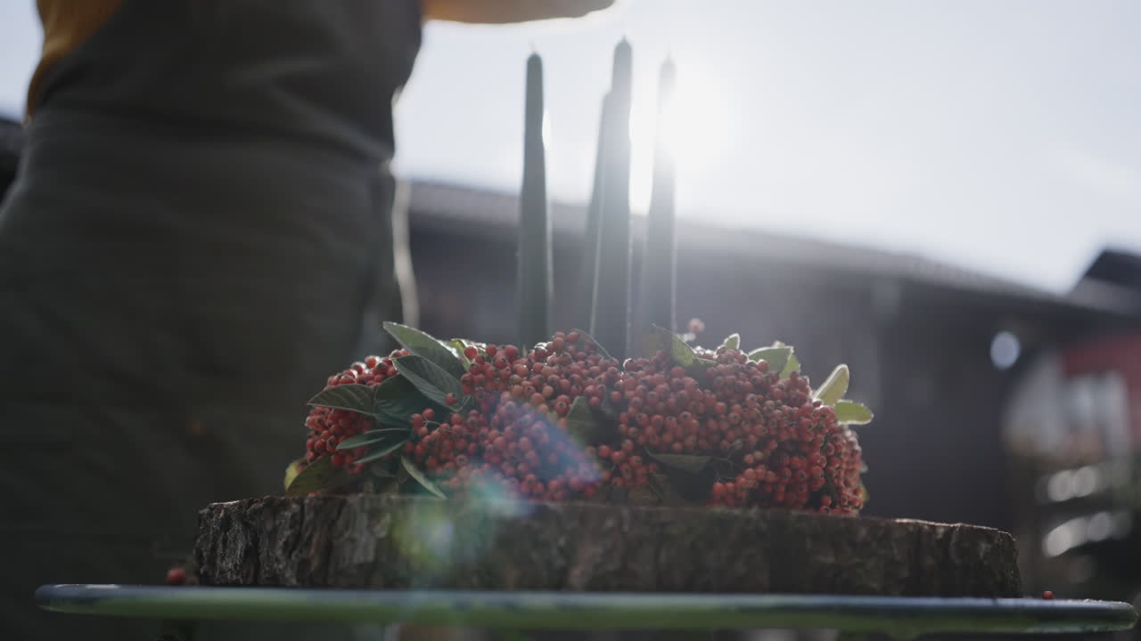 Rustic Christmas Wreath with Candles