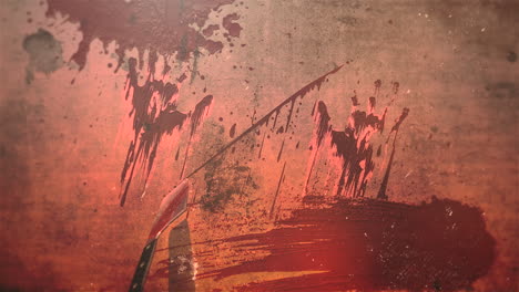 red drops blood and knife on grunge texture