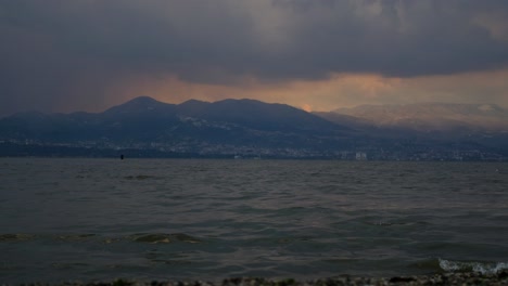 Mountains-And-Sea-Cloudy-Weather-Reddish-Sky