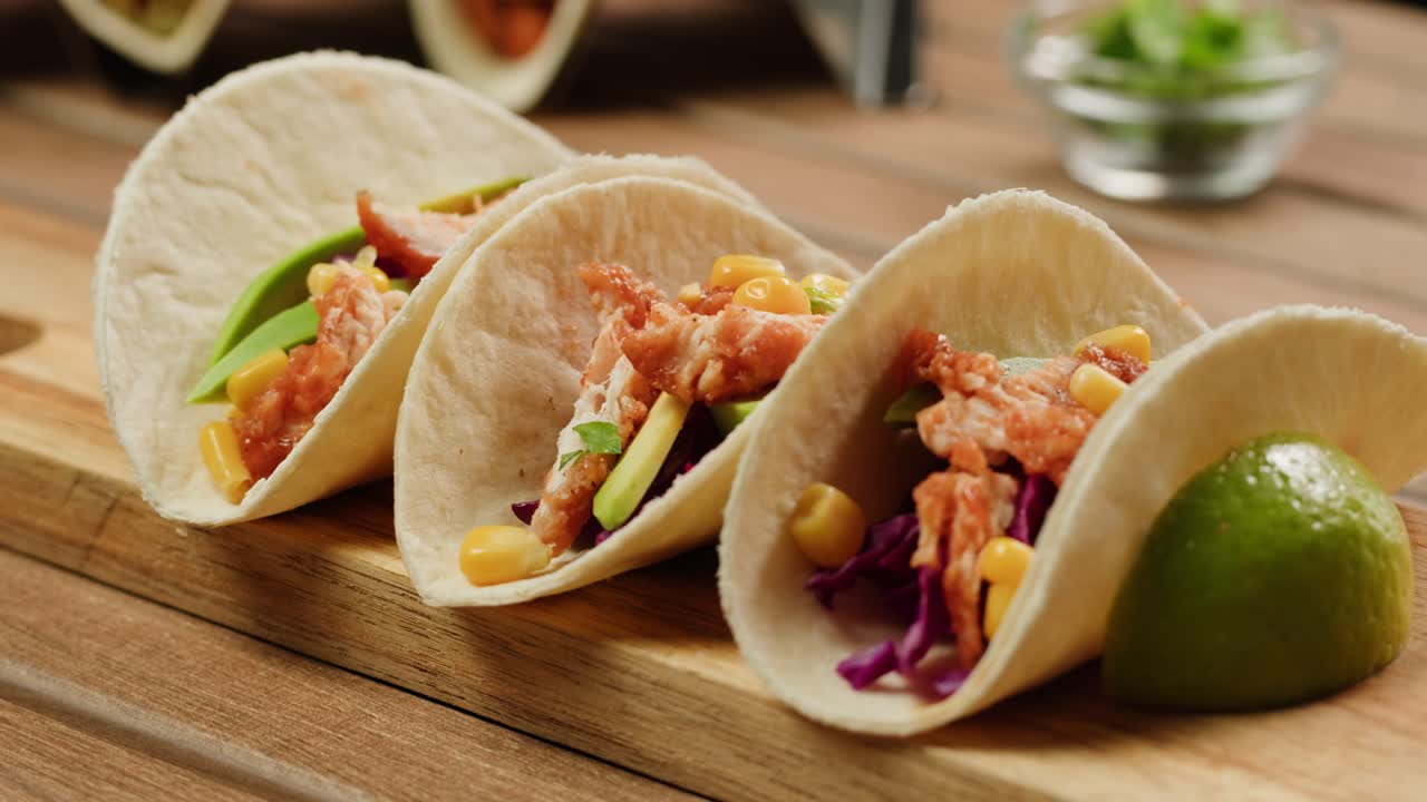 Delicious Chicken Tacos with Avocado and Corn