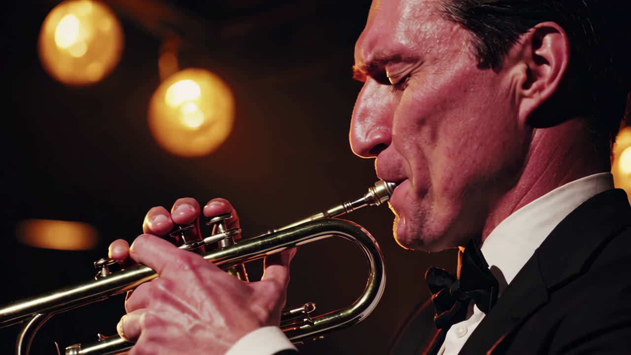 트럼펫을 연주하는 재즈 음악가