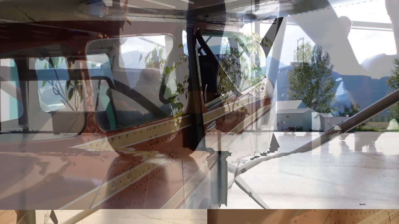 animación de la llanura en el hangar aéreo sobre la terminal del aeropuerto