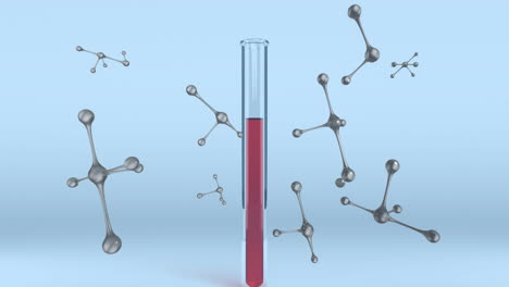 Animation-Von-Molekülen,-Die-Sich-über-Ein-Laborreagenzglas-Bewegen