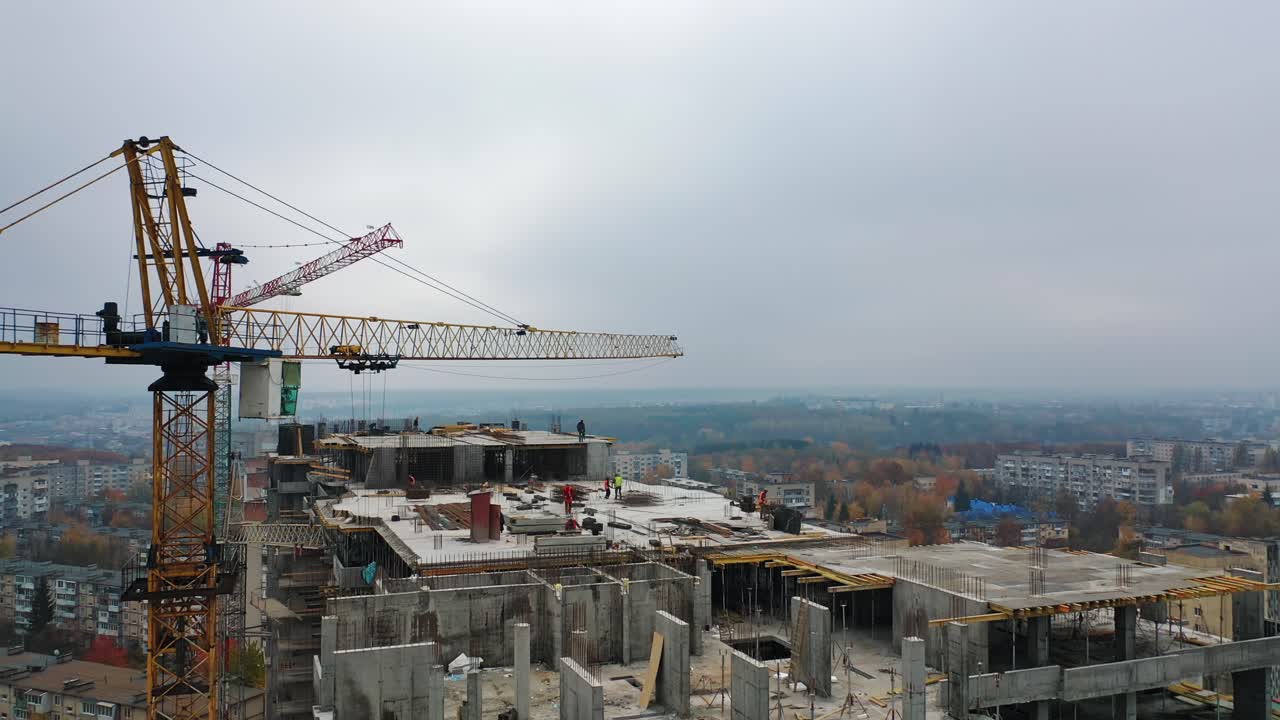 Construction of a residential apartment complex. Aerial view.