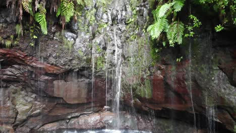 The-drone-captures-a-waterfall-on-Madeira-island