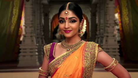 portrait of a beautiful indian woman in traditional attire