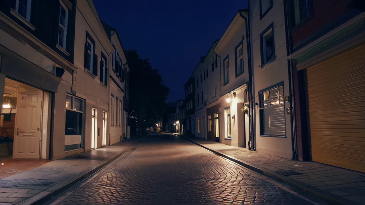 Night Street Scene in a European Town