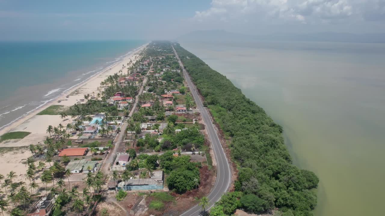 Drone view of coastal Boca de Uchire and El Hatillo landscape