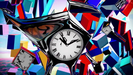 abstract timepiece in a geometric chaos