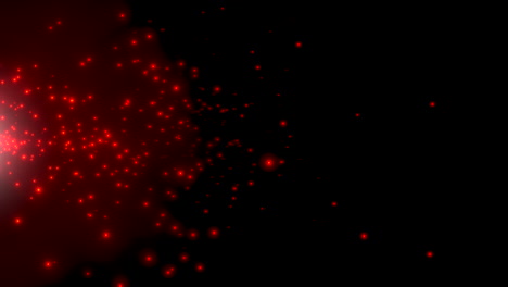 estrellas rojas voladoras al azar y polvo espacial en una galaxia negra