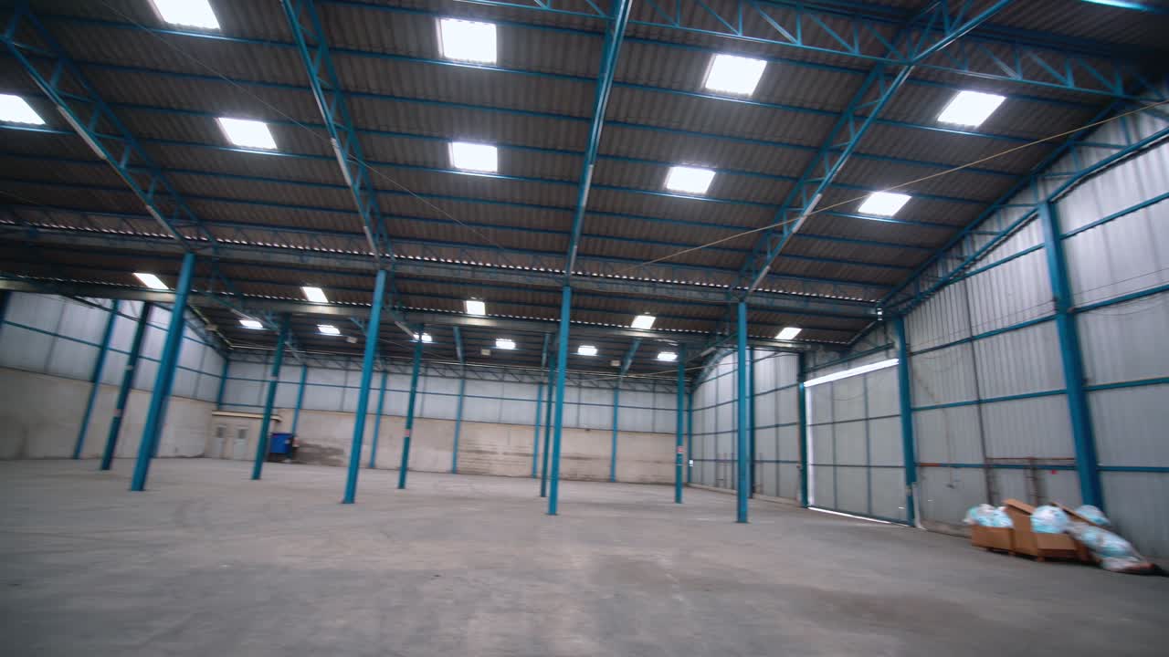 Wide angle view of empty warehouse or factory
