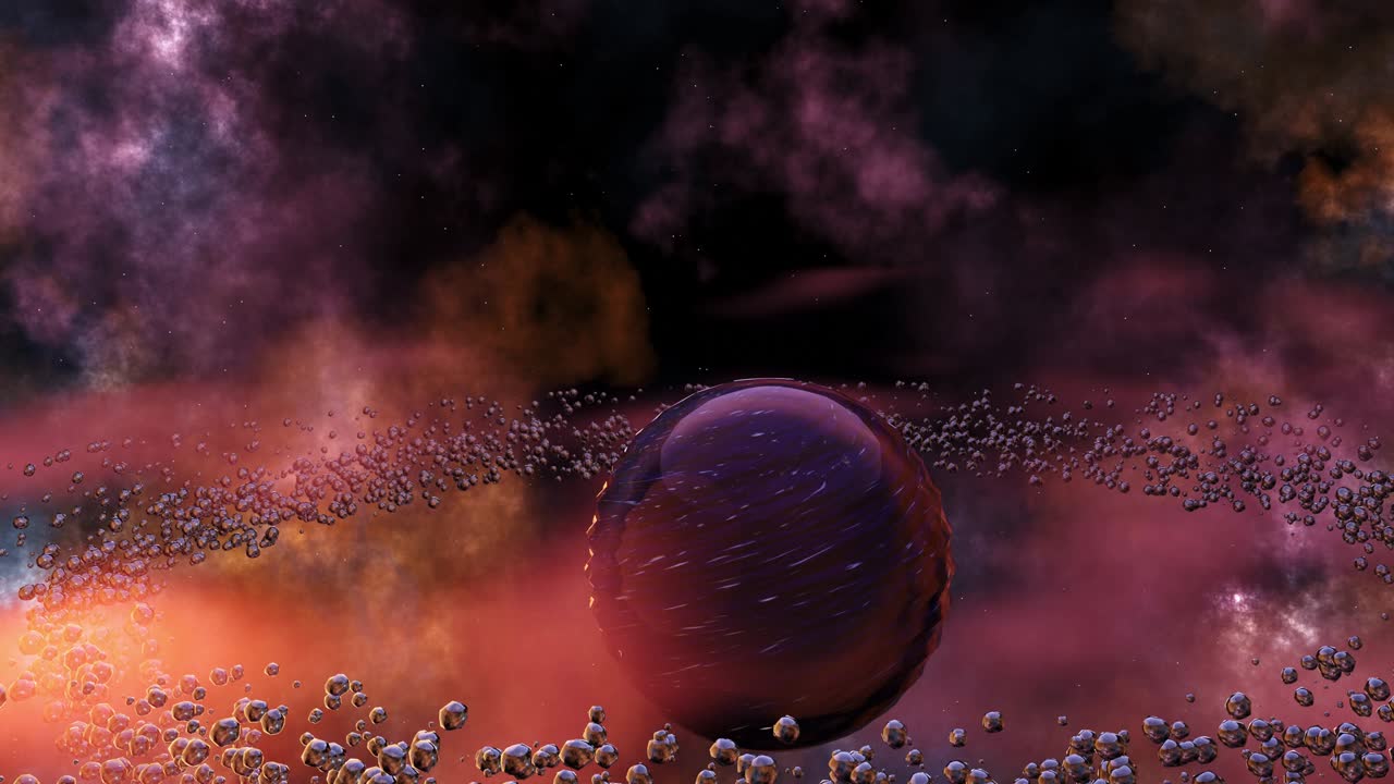 planeta rodeado por un anillo de asteroides