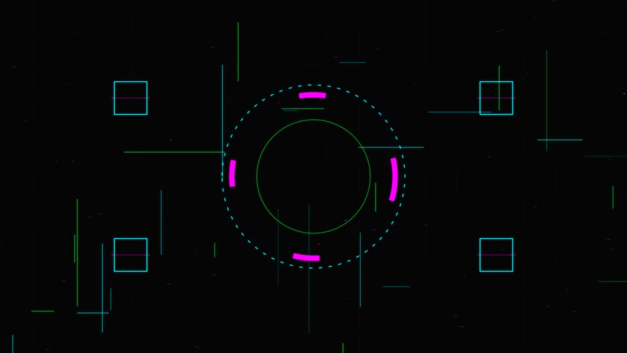 Abstract Digital HUD Interface with Pulsing Circular Elements