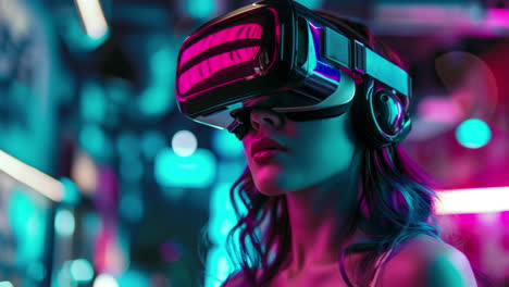 mujeres con auriculares vr generativos a.i.