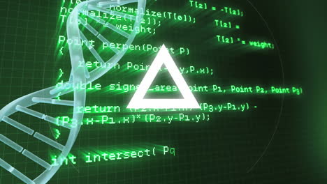 animación de la cadena de adn y escaneo de alcance sobre el procesamiento de datos