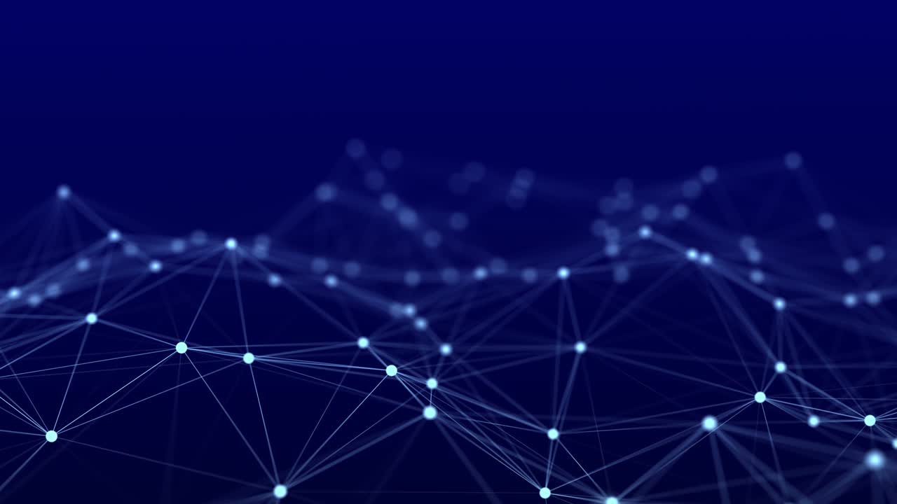 una onda de puntos y líneas de conexión de red. fondo tecnológico. renderización 3d. bucle sin costuras.