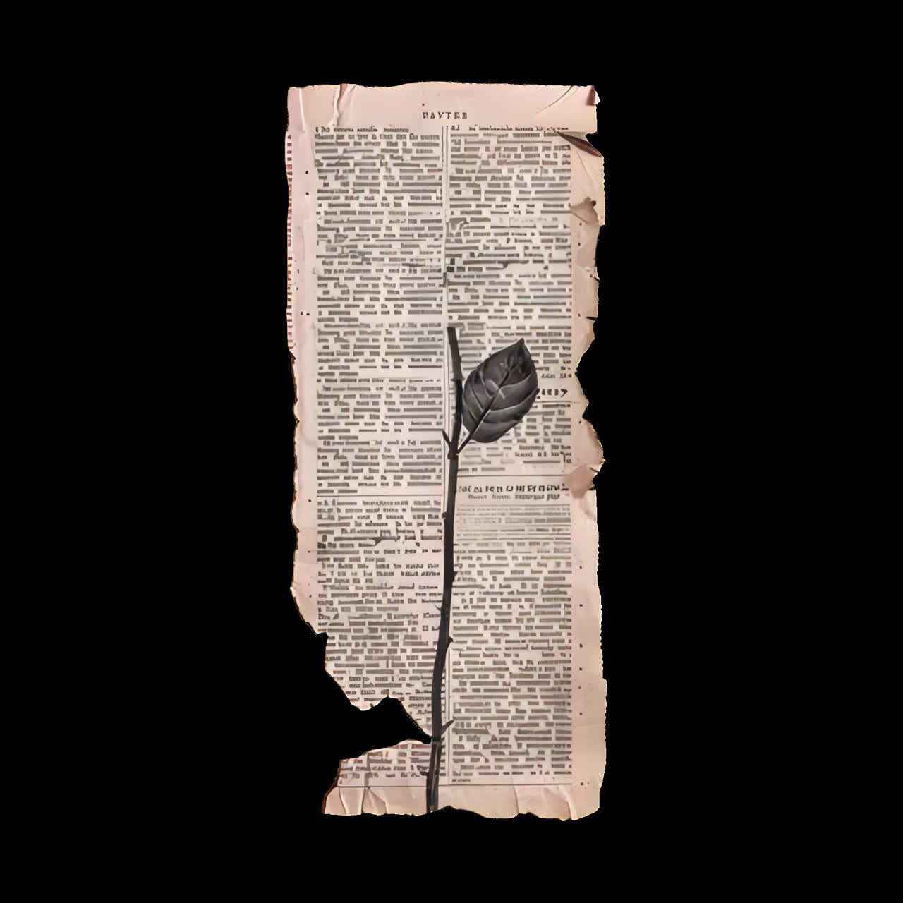 Vintage paper leaf art animation isolated asset, transparent 4K video, alpha channel, ProRes 4444