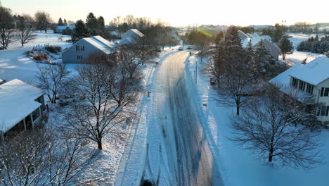 winter ice and snow on icy street