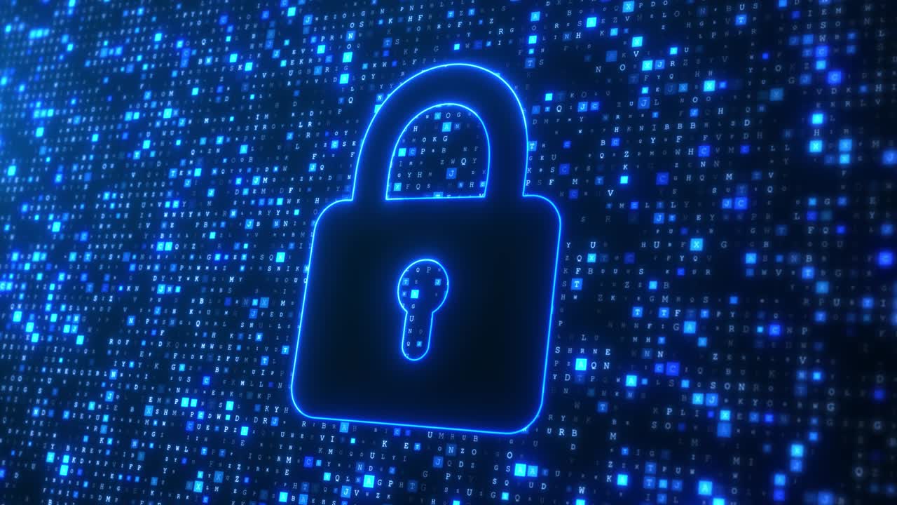 procesamiento de datos digitales en línea seguridad concepto de interfaz de computadora animación de bucle de fondo.