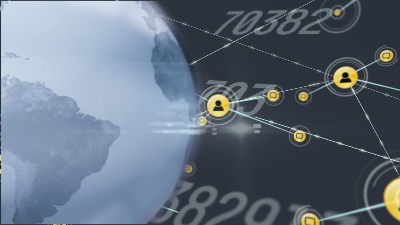 Composizione di un globo con una rete di connessioni su sfondo nero