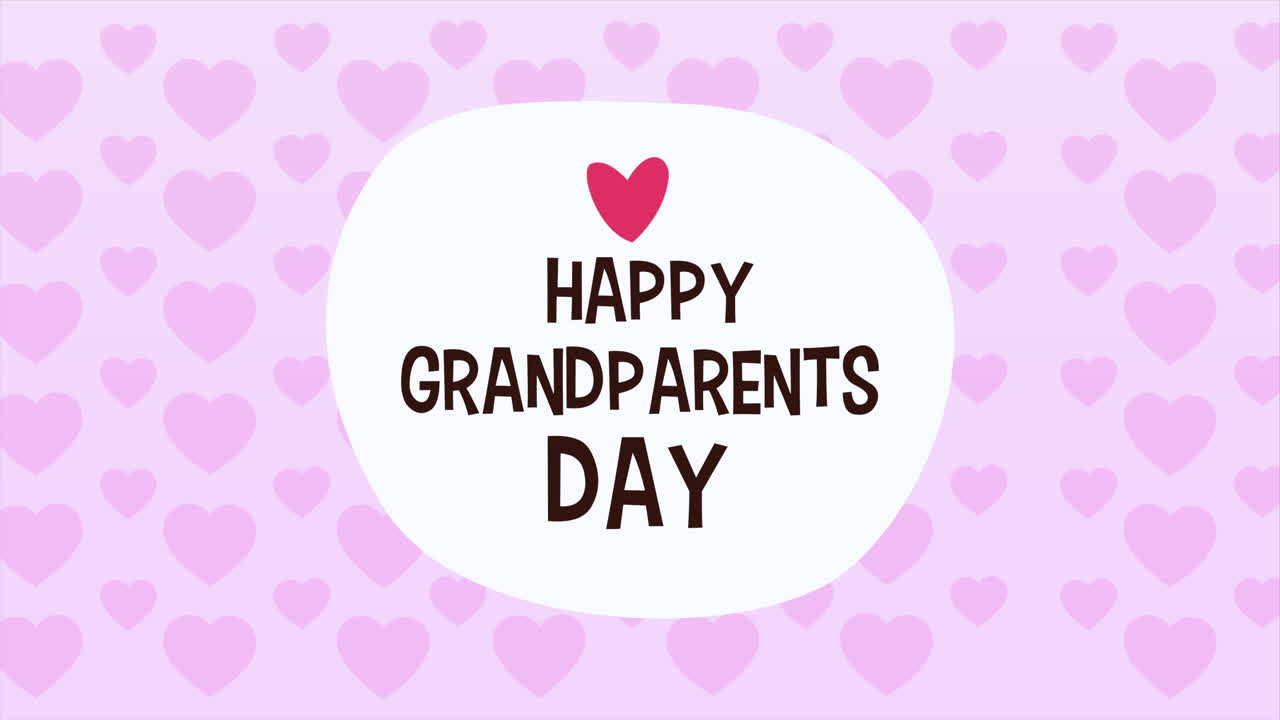 글씨와 심장이 있는 할아버지와 할머니의 축하 카드