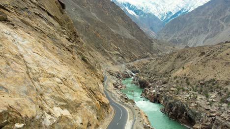 aerial view of jaglot skardu road - jsr that connects gilgit region to baltistan region of gilgit baltistan