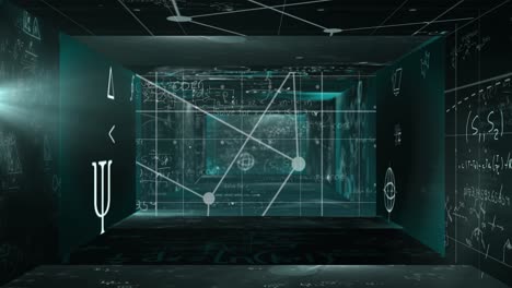 animación del procesamiento de estadísticas y datos científicos en pantallas