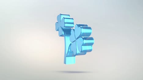 icono de vidrio de trébol. símbolo giratorio transparente de una hoja de hierba con un canal alfa