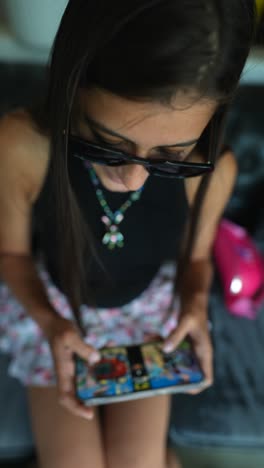 chica usando teléfono inteligente