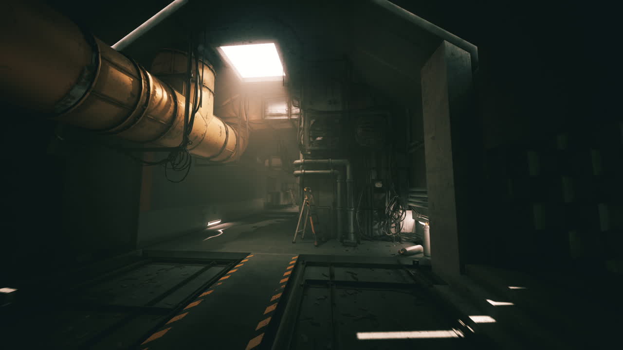 túnel industrial oscuro y arenoso